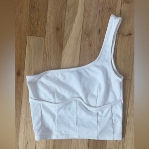 Forever 21 One-shoulder Crop Top in White